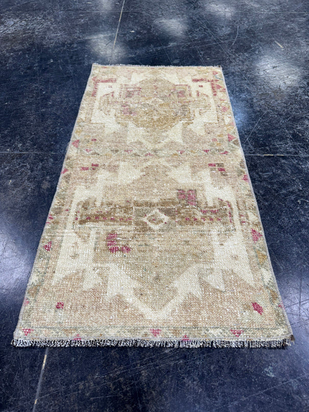 Turkish Mini Rug Oriental Hand Knotted Vintage Rug  1'6'' x  2'11'' #12140