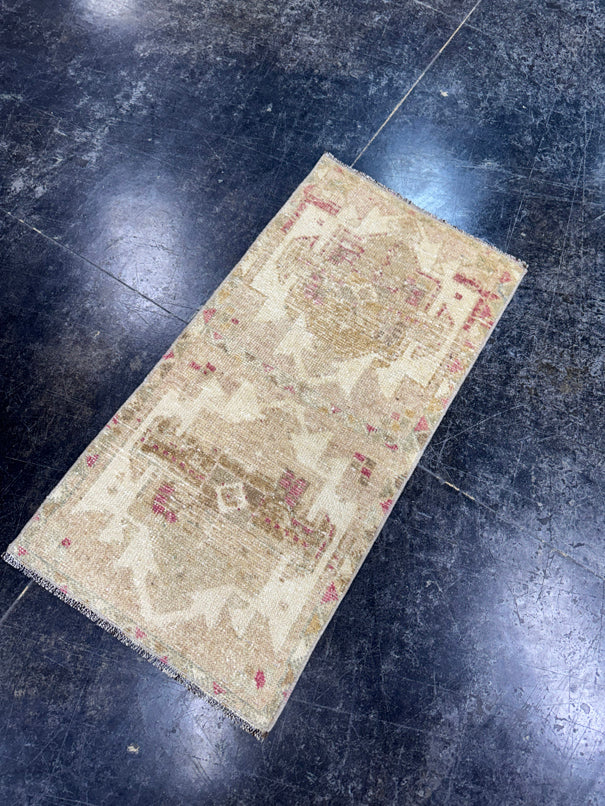Turkish Mini Rug Oriental Hand Knotted Vintage Rug  1'6'' x  2'11'' #12140