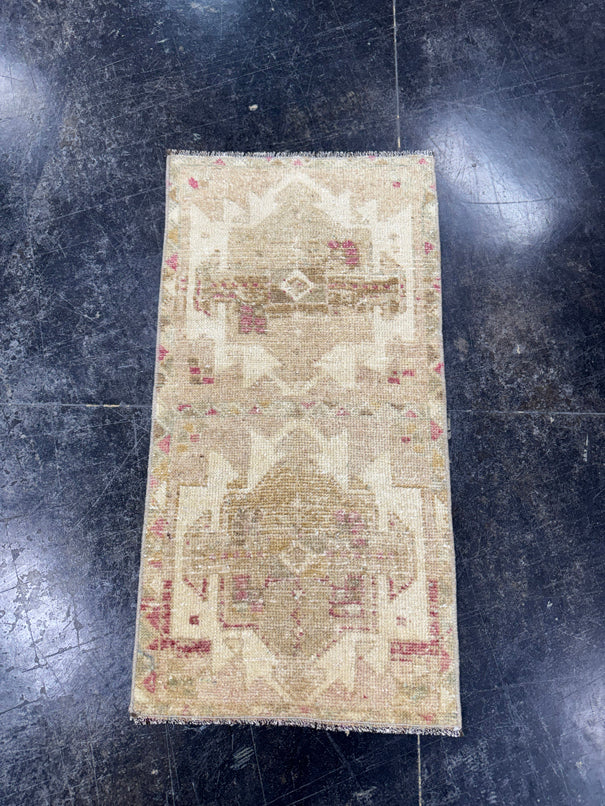 Turkish Mini Rug Oriental Hand Knotted Vintage Rug  1'6'' x  2'11'' #12140