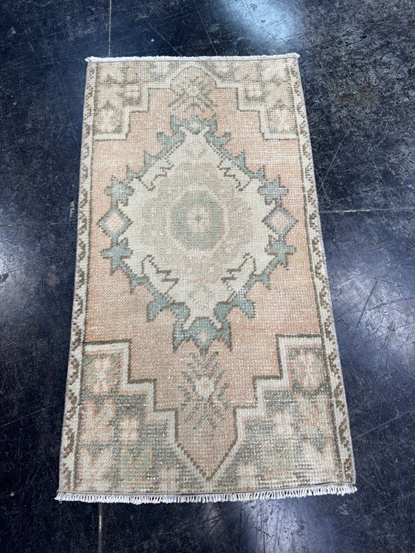 Turkish Mini Rug Oriental Hand Knotted Vintage Rug  1'5'' x  2'9'' #12142