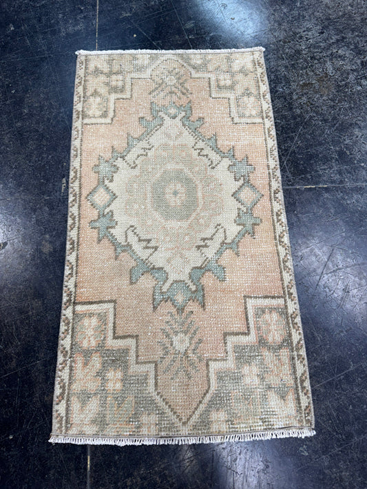 Turkish Mini Rug Oriental Hand Knotted Vintage Rug  1'5'' x  2'9'' #12142