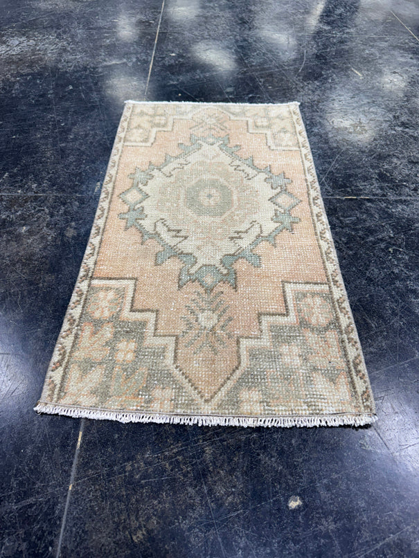 Turkish Mini Rug Oriental Hand Knotted Vintage Rug  1'5'' x  2'9'' #12142