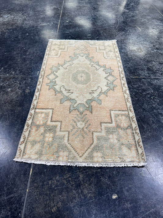 Turkish Mini Rug Oriental Hand Knotted Vintage Rug  1'5'' x  2'9'' #12142