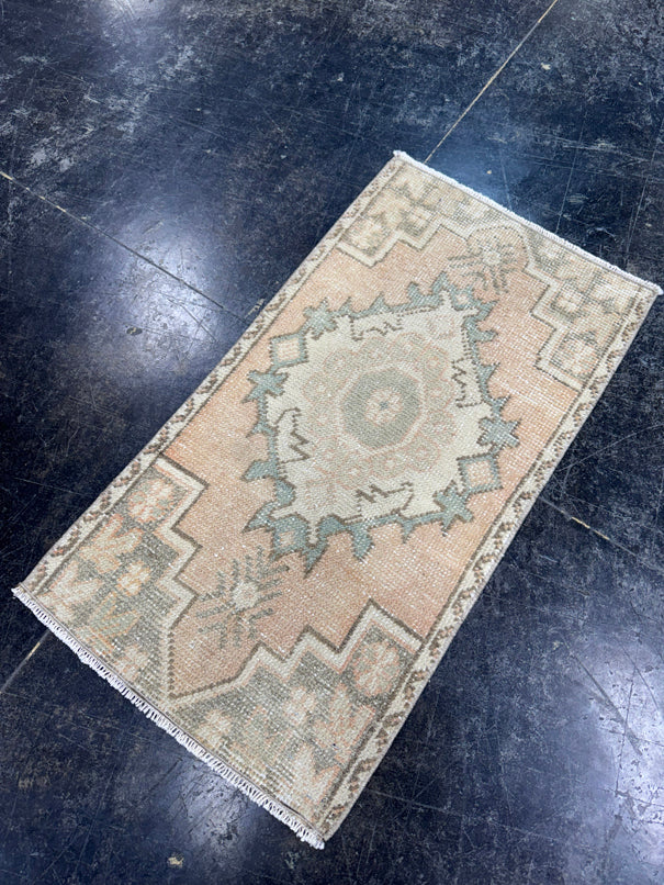 Turkish Mini Rug Oriental Hand Knotted Vintage Rug  1'5'' x  2'9'' #12142