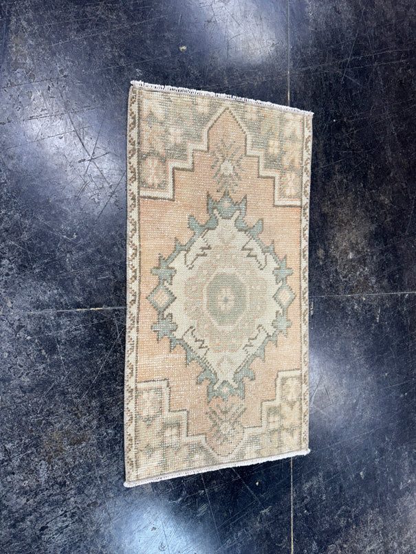 Turkish Mini Rug Oriental Hand Knotted Vintage Rug  1'5'' x  2'9'' #12142