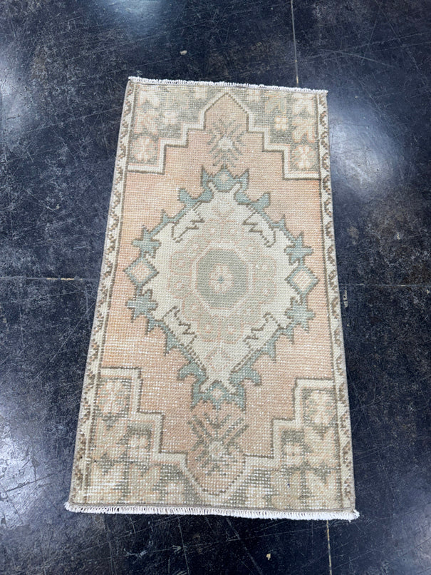 Turkish Mini Rug Oriental Hand Knotted Vintage Rug  1'5'' x  2'9'' #12142