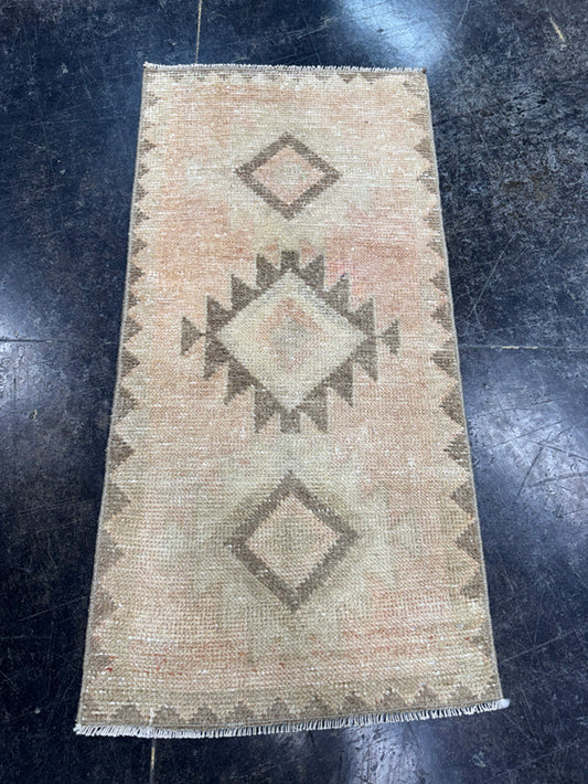 Turkish Mini Rug Oriental Hand Knotted Vintage Rug  1'6'' x  3'1'' #12138