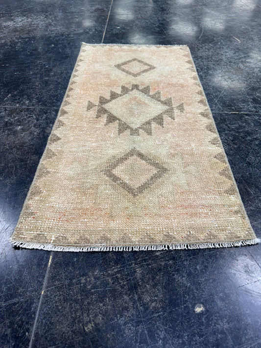 Turkish Mini Rug Oriental Hand Knotted Vintage Rug  1'6'' x  3'1'' #12138