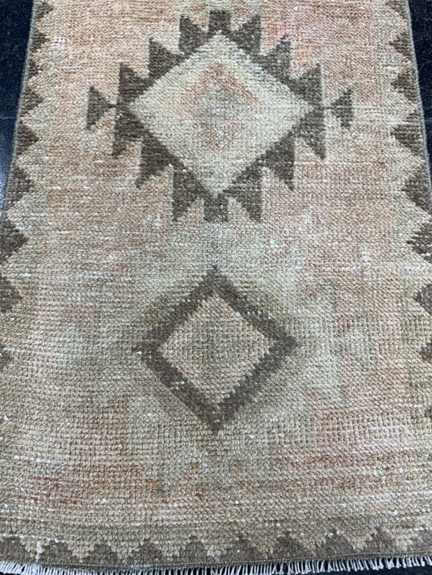 Turkish Mini Rug Oriental Hand Knotted Vintage Rug  1'6'' x  3'1'' #12138
