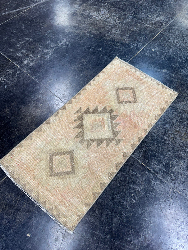 Turkish Mini Rug Oriental Hand Knotted Vintage Rug  1'6'' x  3'1'' #12138