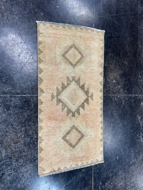 Turkish Mini Rug Oriental Hand Knotted Vintage Rug  1'6'' x  3'1'' #12138