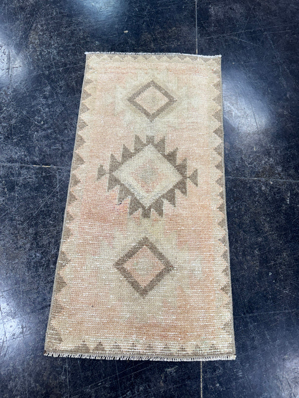 Turkish Mini Rug Oriental Hand Knotted Vintage Rug  1'6'' x  3'1'' #12138