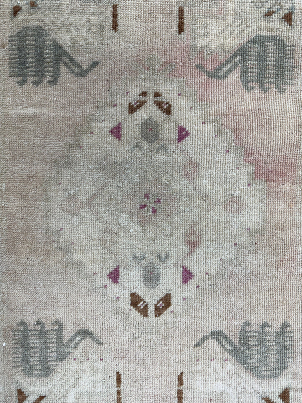 Turkish Mini Rug Oriental Hand Knotted Vintage Rug  1'7'' x  3'3'' #12141