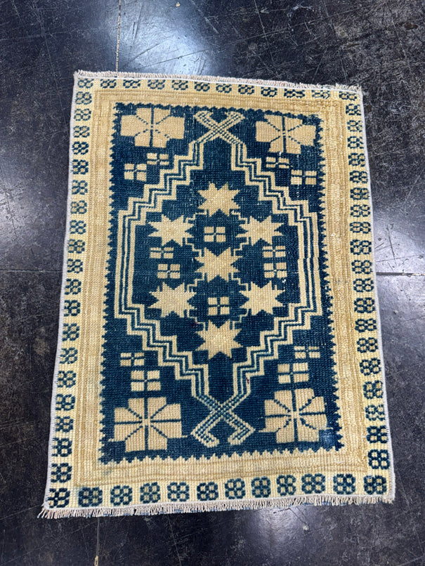 Turkish Mini Rug Oriental Hand Knotted Vintage Rug  1'6'' x  2'1'' #12132