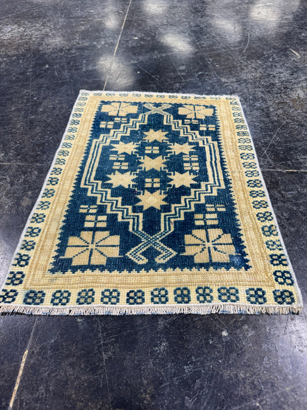 Turkish Mini Rug Oriental Hand Knotted Vintage Rug  1'6'' x  2'1'' #12132
