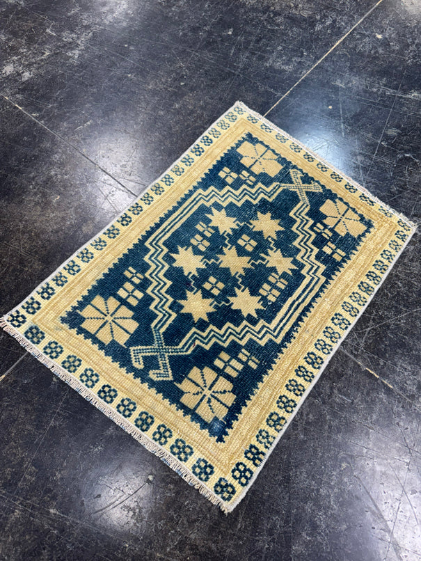 Turkish Mini Rug Oriental Hand Knotted Vintage Rug  1'6'' x  2'1'' #12132