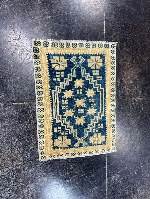Turkish Mini Rug Oriental Hand Knotted Vintage Rug  1'6'' x  2'1'' #12132