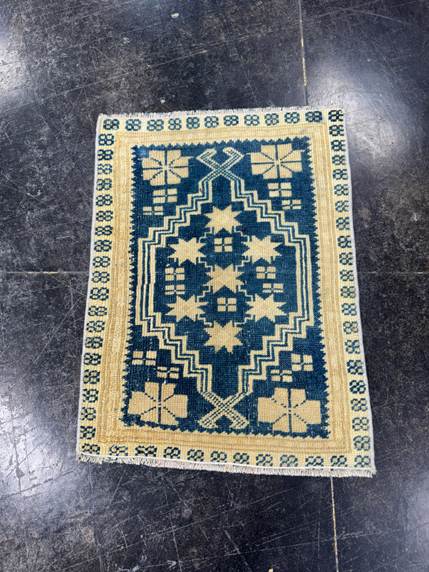 Turkish Mini Rug Oriental Hand Knotted Vintage Rug  1'6'' x  2'1'' #12132