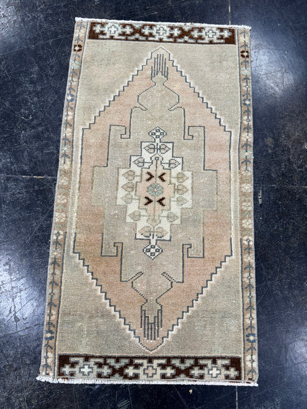 Turkish Mini Rug Oriental Hand Knotted Vintage Rug  1'6'' x  2'10'' #12131