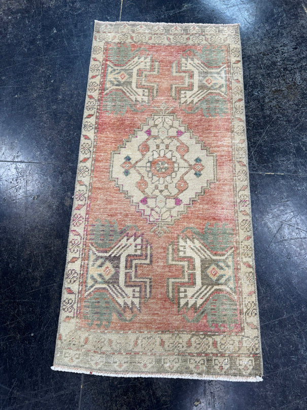 Turkish Mini Rug Oriental Hand Knotted Vintage Rug  1'7'' x  3'4'' #12133