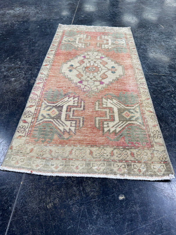 Turkish Mini Rug Oriental Hand Knotted Vintage Rug  1'7'' x  3'4'' #12133