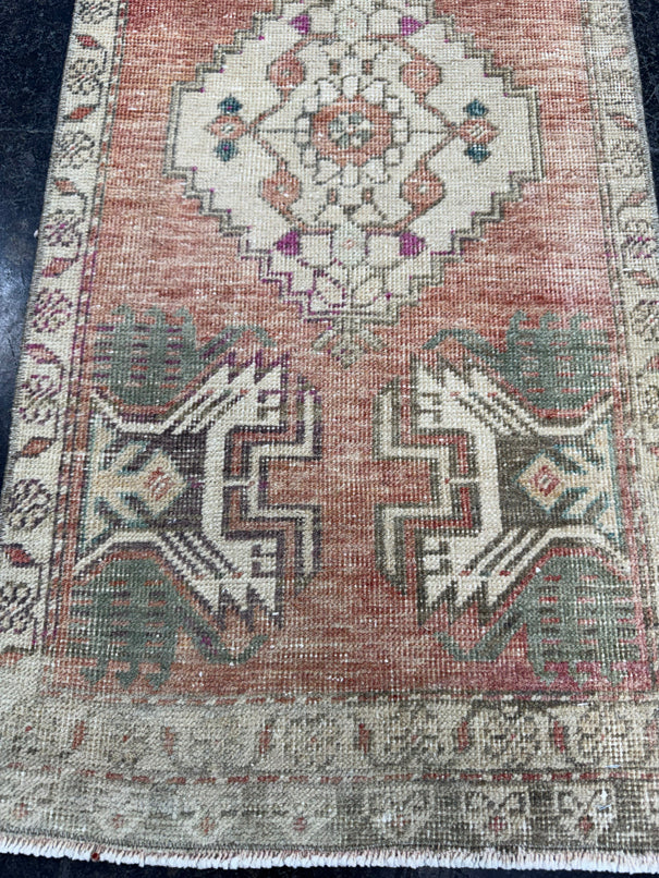 Turkish Mini Rug Oriental Hand Knotted Vintage Rug  1'7'' x  3'4'' #12133
