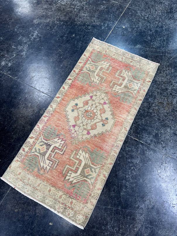 Turkish Mini Rug Oriental Hand Knotted Vintage Rug  1'7'' x  3'4'' #12133