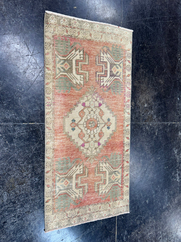 Turkish Mini Rug Oriental Hand Knotted Vintage Rug  1'7'' x  3'4'' #12133