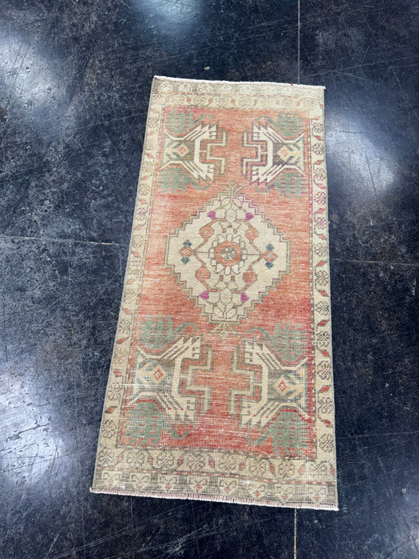 Turkish Mini Rug Oriental Hand Knotted Vintage Rug  1'7'' x  3'4'' #12133