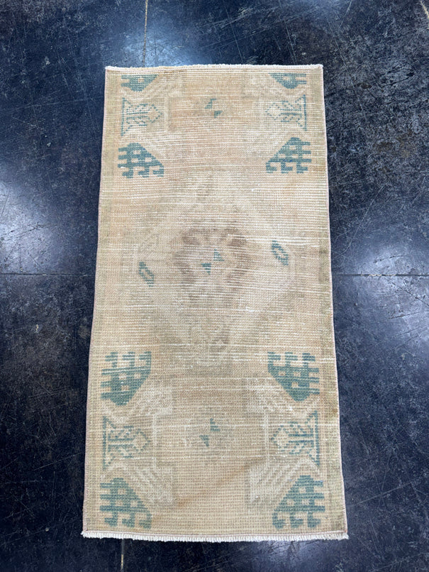 Turkish Mini Rug Oriental Hand Knotted Vintage Rug  1'5'' x  3' #12134