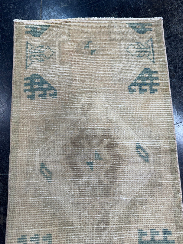Turkish Mini Rug Oriental Hand Knotted Vintage Rug  1'5'' x  3' #12134