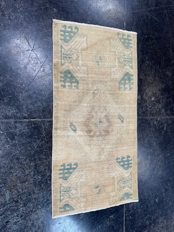 Turkish Mini Rug Oriental Hand Knotted Vintage Rug  1'5'' x  3' #12134