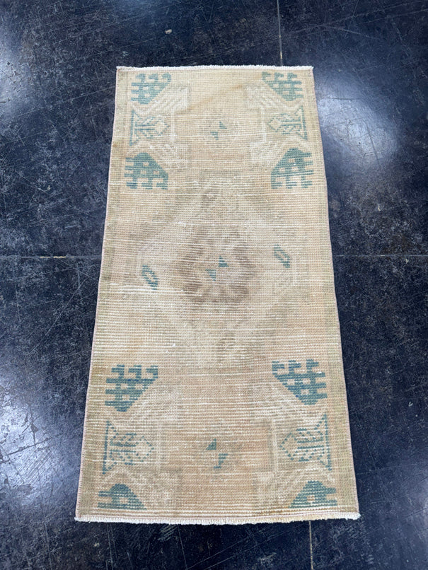 Turkish Mini Rug Oriental Hand Knotted Vintage Rug  1'5'' x  3' #12134