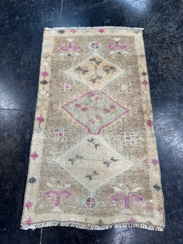 Turkish Mini Rug Oriental Hand Knotted Vintage Rug  1'7'' x  2'9'' #12135