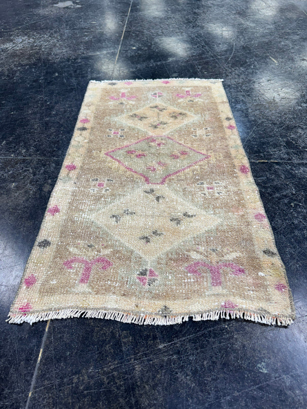 Turkish Mini Rug Oriental Hand Knotted Vintage Rug  1'7'' x  2'9'' #12135