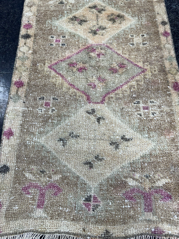 Turkish Mini Rug Oriental Hand Knotted Vintage Rug  1'7'' x  2'9'' #12135