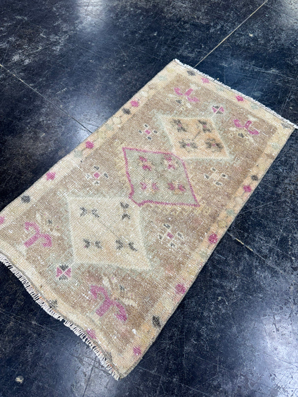 Turkish Mini Rug Oriental Hand Knotted Vintage Rug  1'7'' x  2'9'' #12135