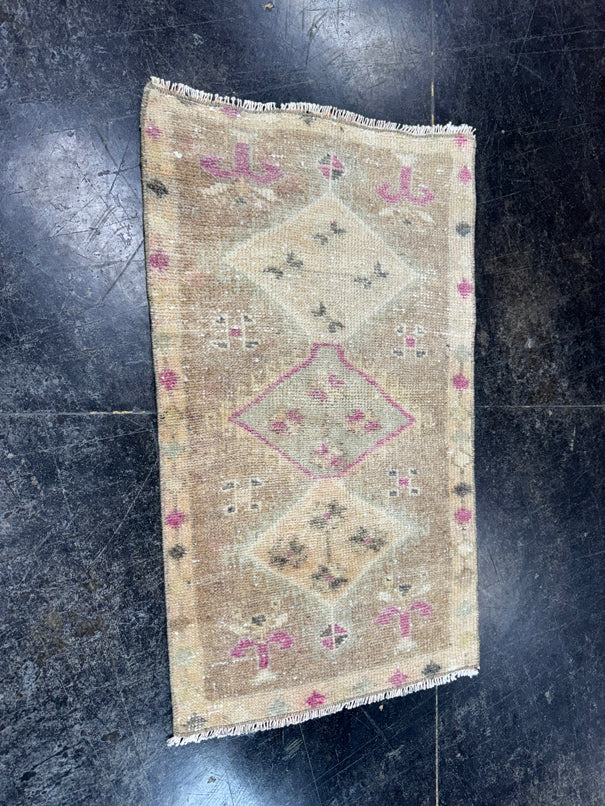 Turkish Mini Rug Oriental Hand Knotted Vintage Rug  1'7'' x  2'9'' #12135