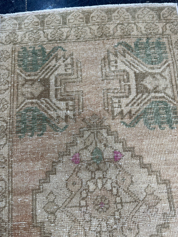 Turkish Mini Rug Oriental Hand Knotted Vintage Rug  1'8'' x  3'5'' #12136