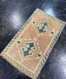 Turkish Mini Rug Oriental Hand Knotted Vintage Rug  1'2'' x  2' #12121