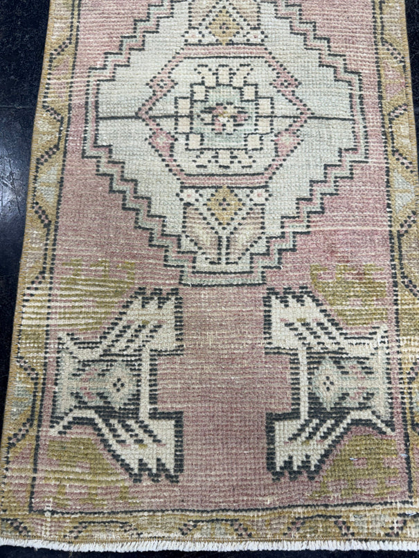 Turkish Mini Rug Oriental Hand Knotted Vintage Rug  1'6'' x  3'1'' #12120