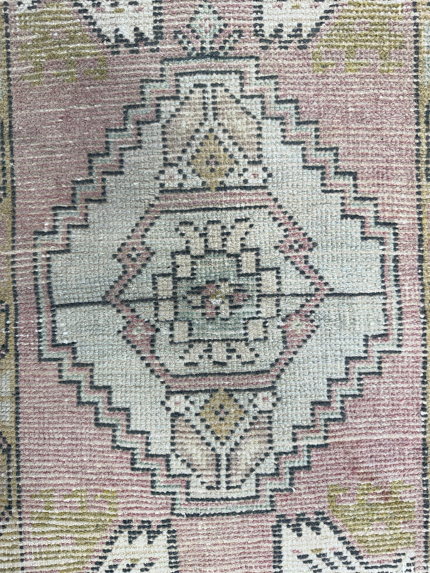 Turkish Mini Rug Oriental Hand Knotted Vintage Rug  1'6'' x  3'1'' #12120