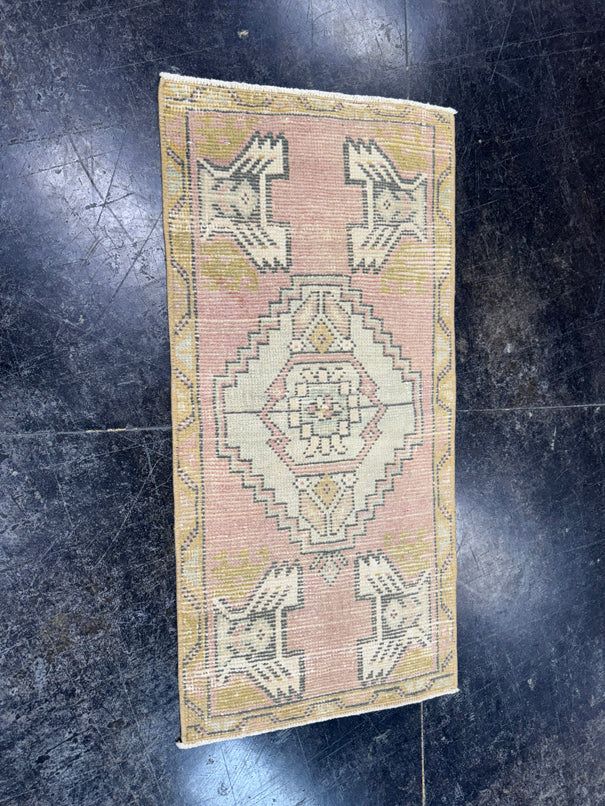 Turkish Mini Rug Oriental Hand Knotted Vintage Rug  1'6'' x  3'1'' #12120