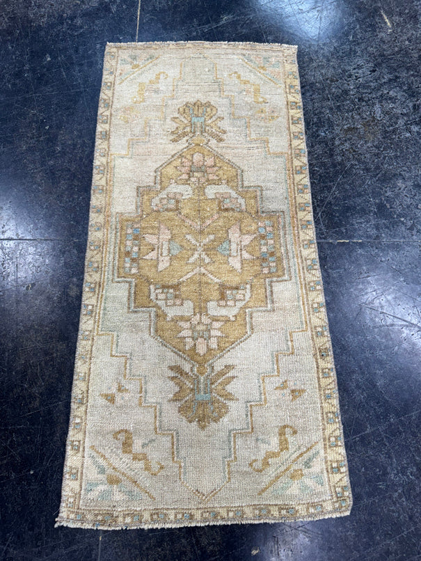 Turkish Mini Rug Oriental Hand Knotted Vintage Rug  1'7'' x  3'4'' #12119
