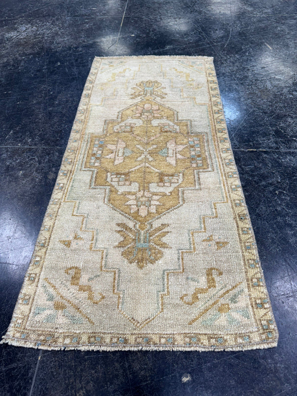 Turkish Mini Rug Oriental Hand Knotted Vintage Rug  1'7'' x  3'4'' #12119