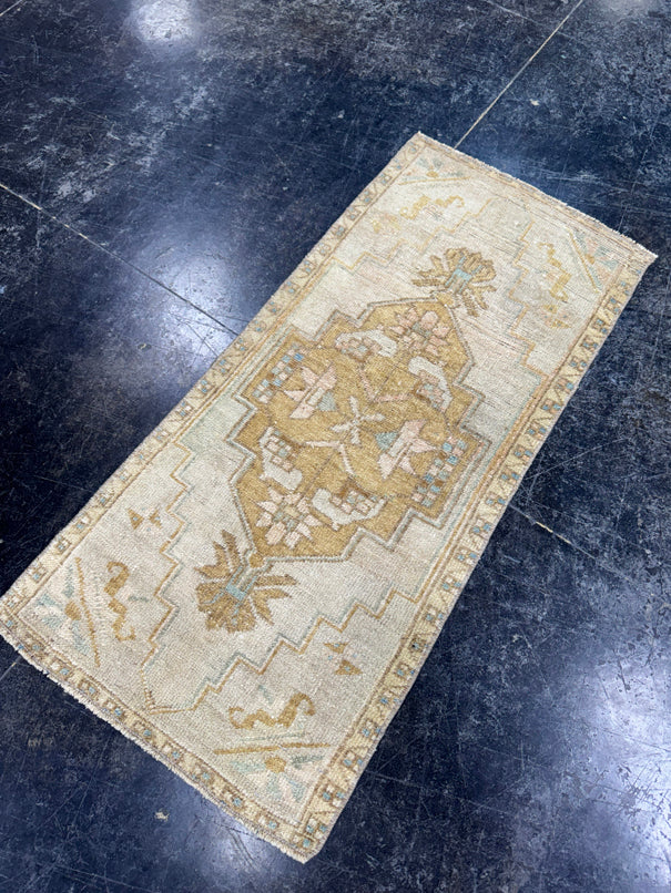 Turkish Mini Rug Oriental Hand Knotted Vintage Rug  1'7'' x  3'4'' #12119