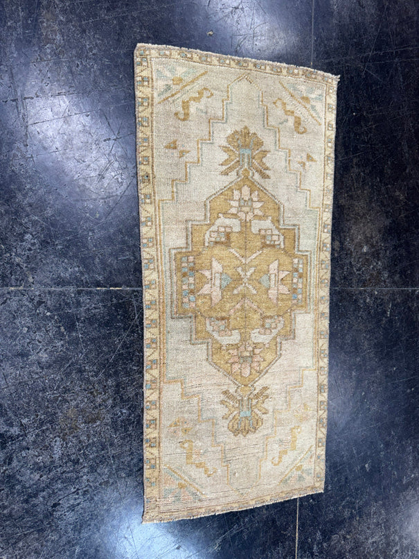 Turkish Mini Rug Oriental Hand Knotted Vintage Rug  1'7'' x  3'4'' #12119