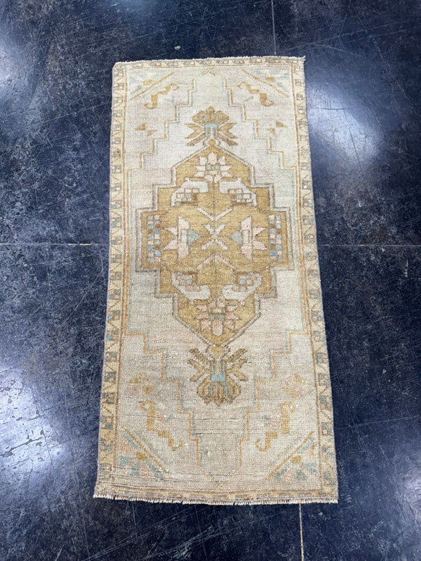 Turkish Mini Rug Oriental Hand Knotted Vintage Rug  1'7'' x  3'4'' #12119