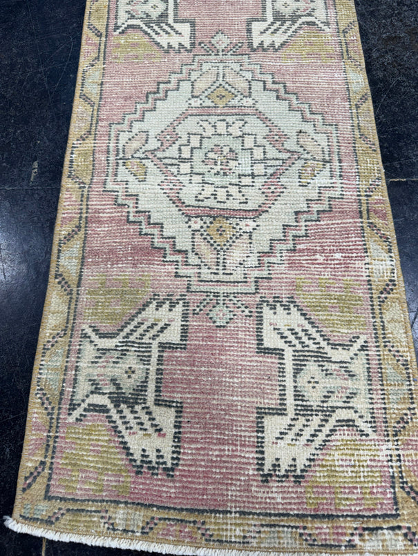 Turkish Mini Rug Oriental Hand Knotted Vintage Rug  1'6'' x  3' #12118