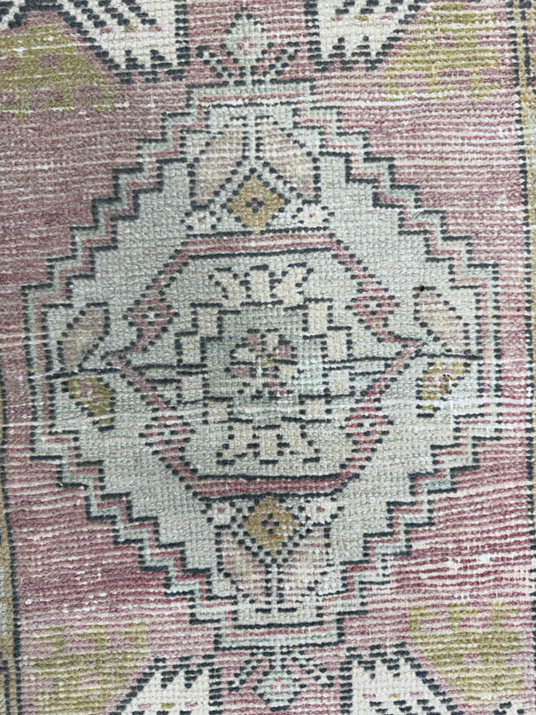 Turkish Mini Rug Oriental Hand Knotted Vintage Rug  1'6'' x  3' #12118